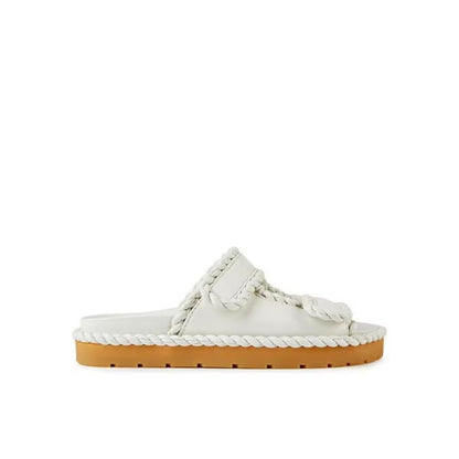 White Lamb Leather Flat Sandals