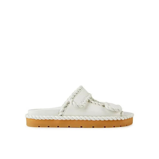 White Lamb Leather Flat Sandals