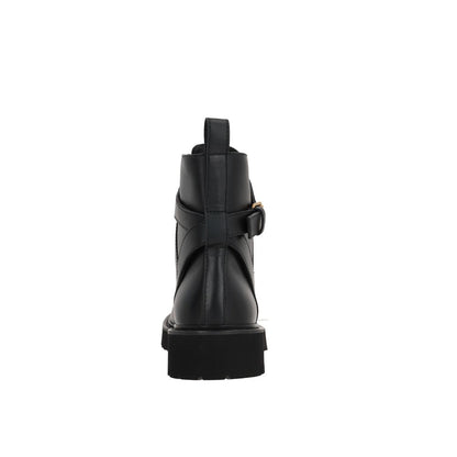 Black Calfskin Lace-Up Boots