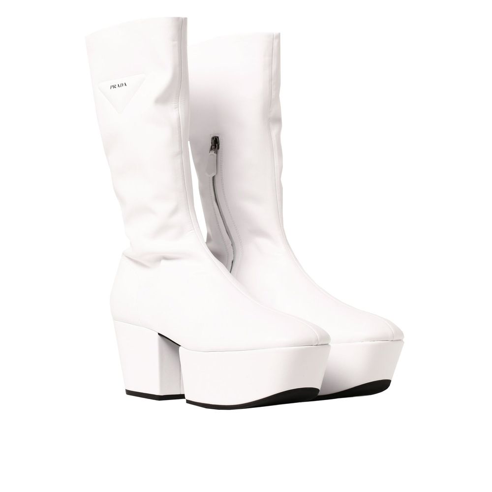 White Polyethylene Lace-Up Boots