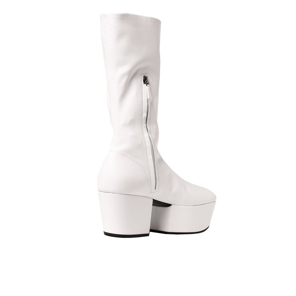 White Polyethylene Lace-Up Boots