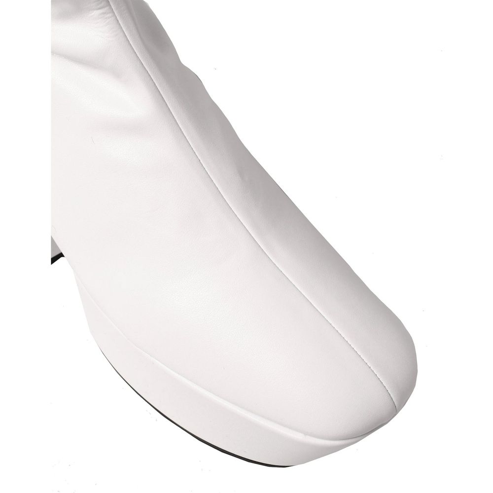 White Polyethylene Lace-Up Boots