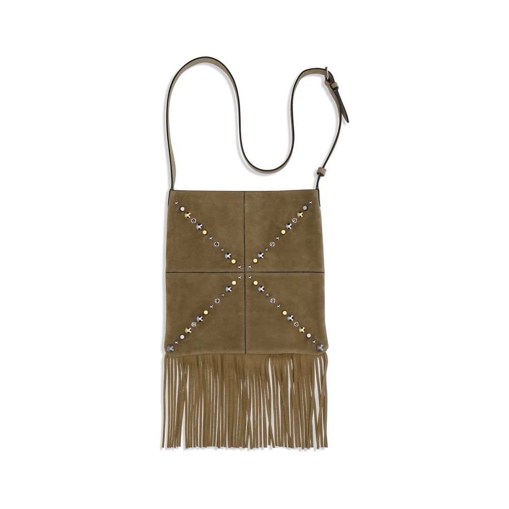 Beige Calf Leather Bos Taurus Shoulder Bag