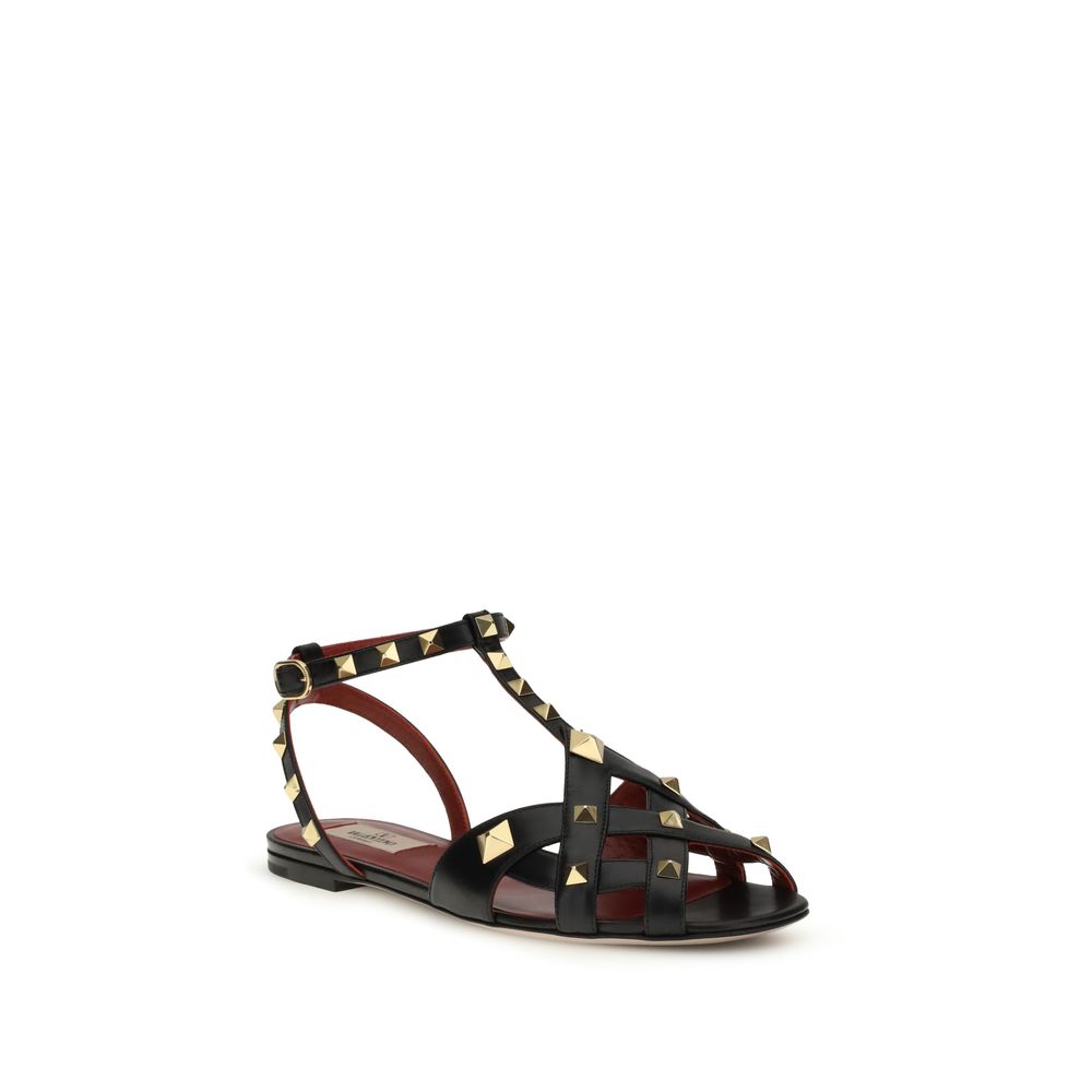 Black Goatskin Flat Sandals