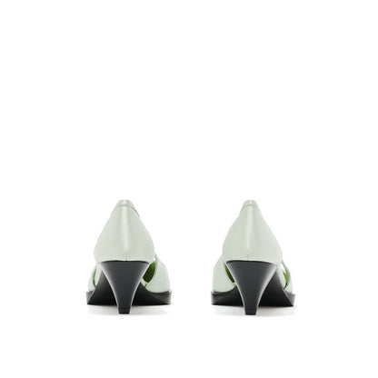 Bicolor Silk Mid Heel Pumps