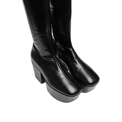 Black Calfskin Over The Knee