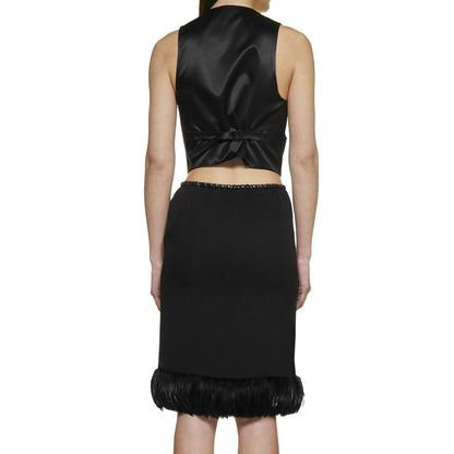 Black Silk Midi Skirt