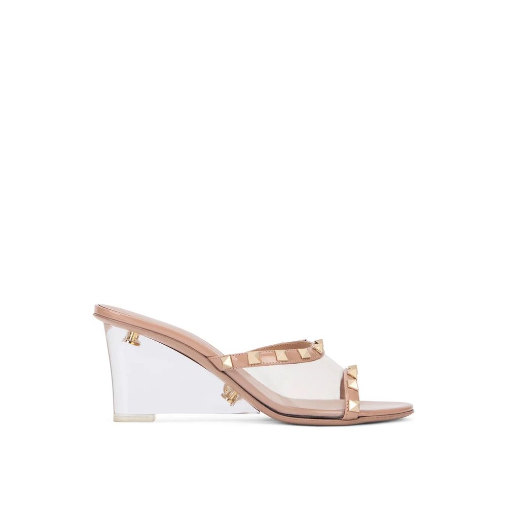 Beige Leather Mules