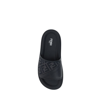 Gray Fabric Flat Sandals