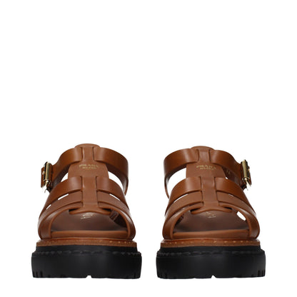 Brown Leather Platform Sandals