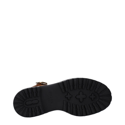 Brown Leather Platform Sandals