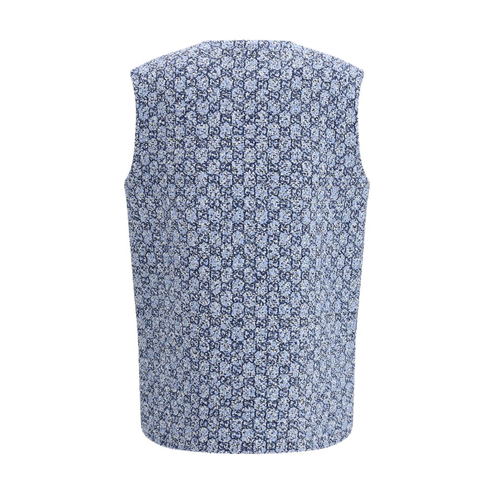 Blue Cotton Sleeveless Jacket