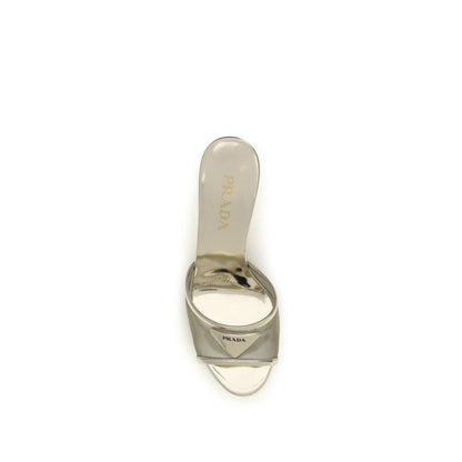 Silver Calf Leather Bos Taurus Stiletto Heel Sandals
