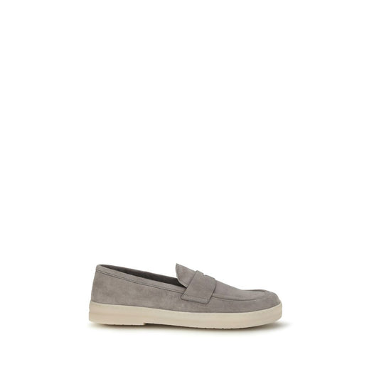 Gray Calf Leather Bos Taurus Slip-On Loafers