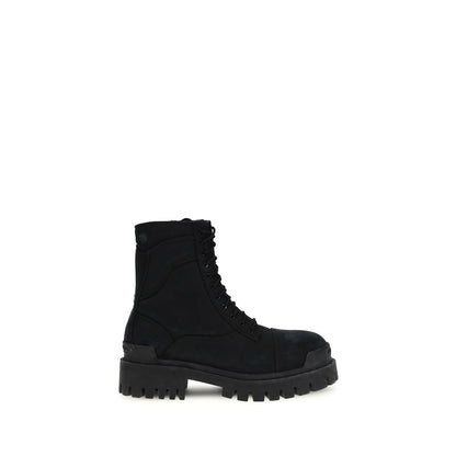 Black Calf Leather Bos Taurus Lace-Up Boots