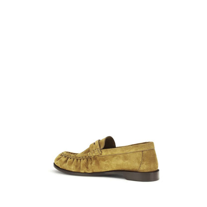 Beige Calf Leather Bos Taurus Slip-On Loafers