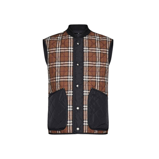 Brown Polyester Sleeveless Jacket