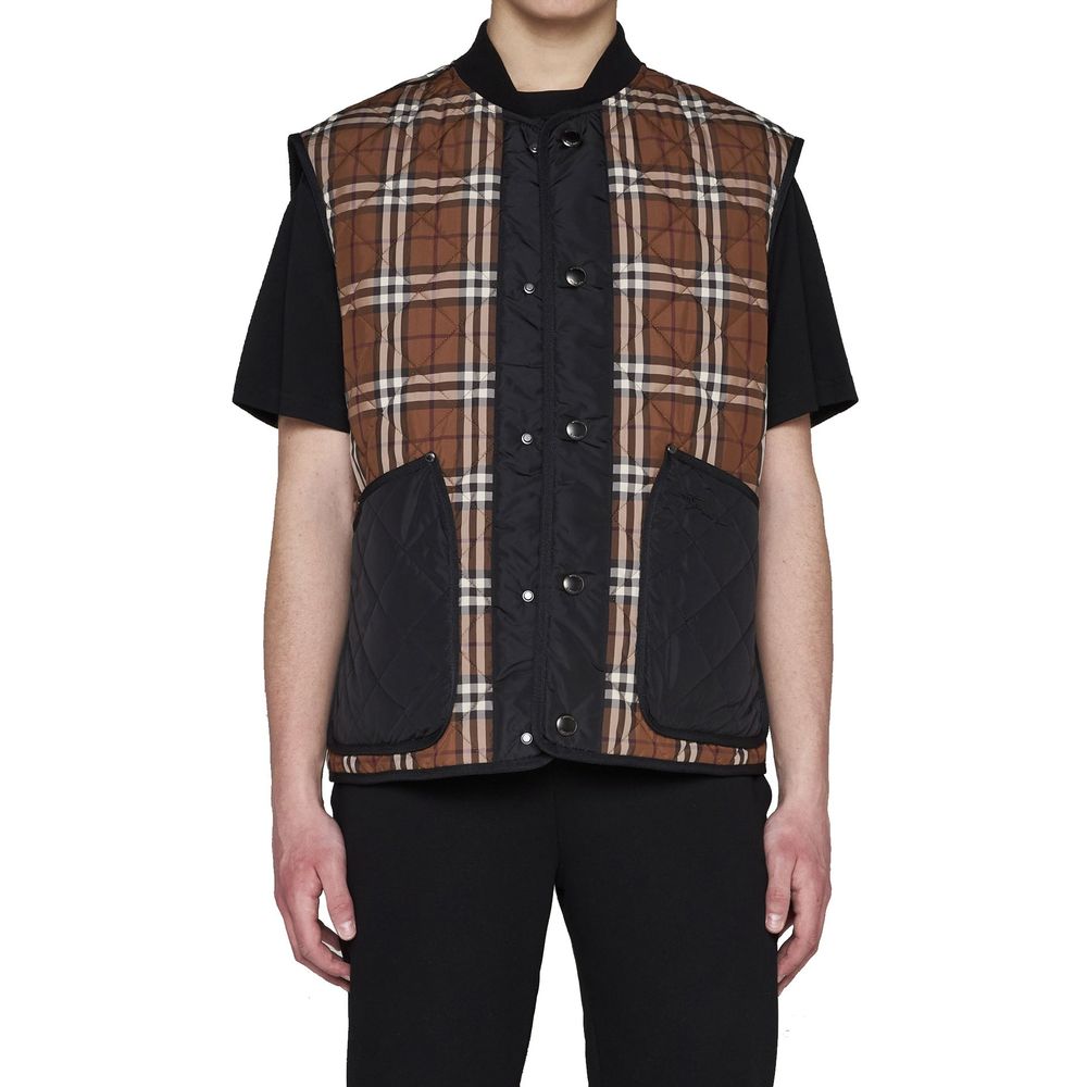 Brown Polyester Sleeveless Jacket