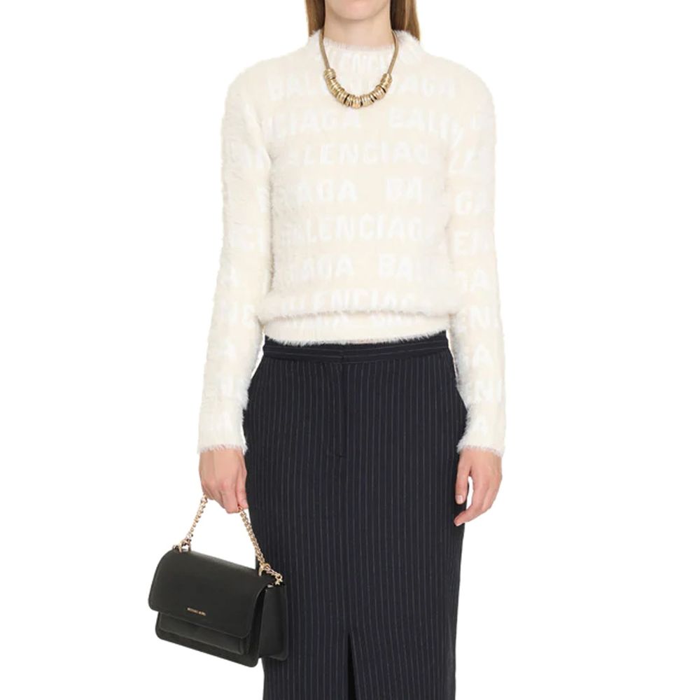 White Elastane Sweatshirt
