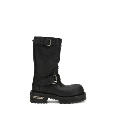 Black Calf Leather Bos Taurus Lace-Up Boots
