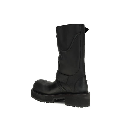 Black Calf Leather Bos Taurus Lace-Up Boots