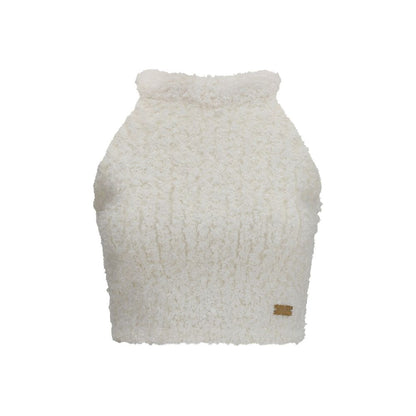 White Viscose Sleeveles T-Shirt