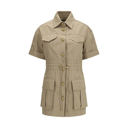Beige Cotton Casual Dress