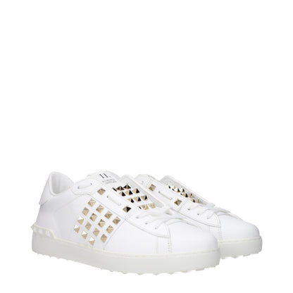 White Leather Low Top Sneakers