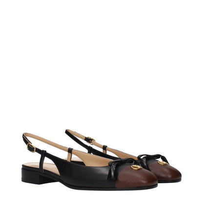 Black Leather Ballet Flats