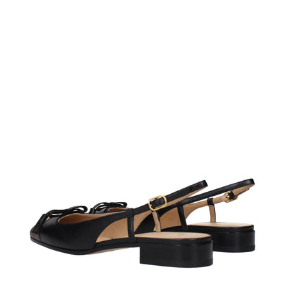 Black Leather Ballet Flats