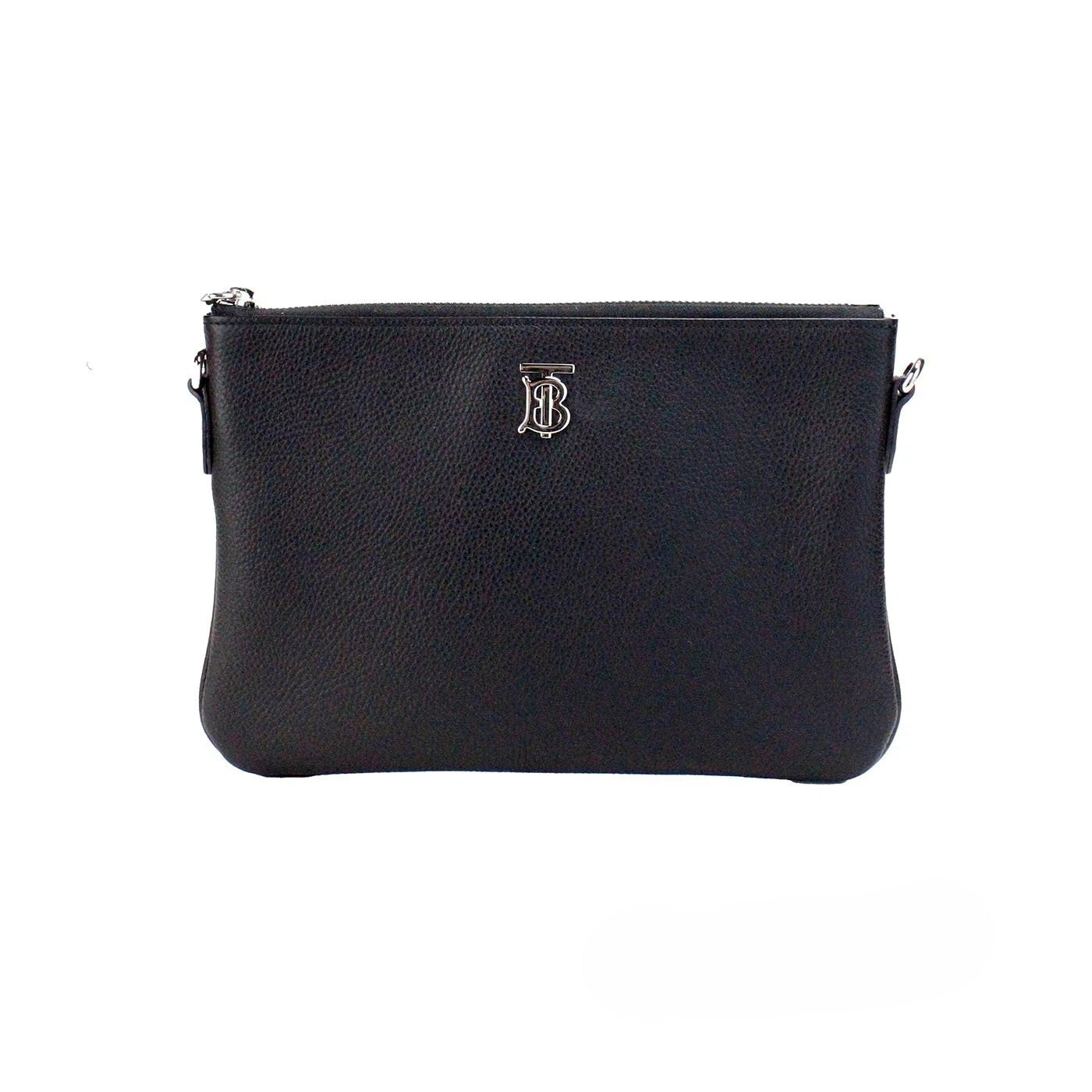 Burberry Peyton Monogram Black Leather Pouch Crossbody Bag Purse