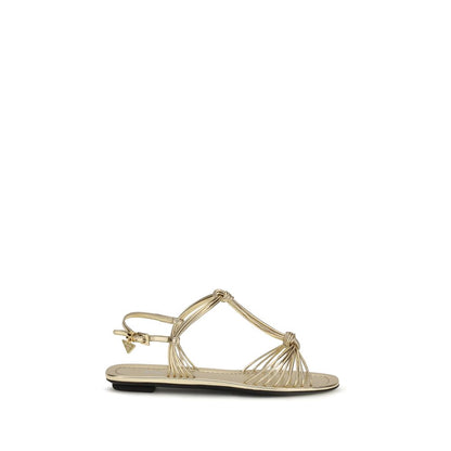 Gold Calf Leather Bos Taurus Flat Sandals