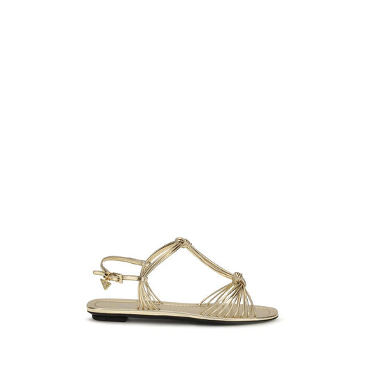 Gold Calf Leather Bos Taurus Flat Sandals