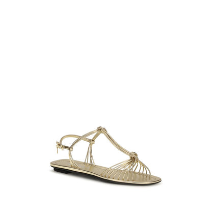 Gold Calf Leather Bos Taurus Flat Sandals