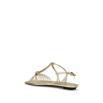 Gold Calf Leather Bos Taurus Flat Sandals