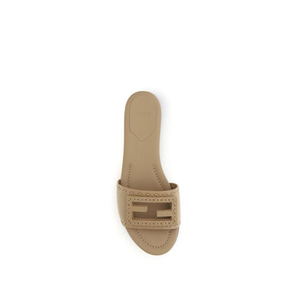 Beige Calf Leather Bos Taurus Flat Sandals
