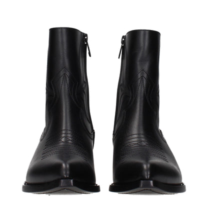Black Leather Ankle Boots
