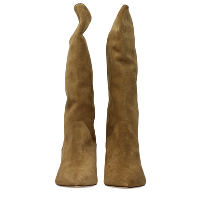 Brown Leather High Heel Boots