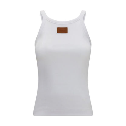 White Cotton Sleeveles T-Shirt