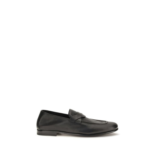 Black Calf Leather Bos Taurus Slip-On Loafers