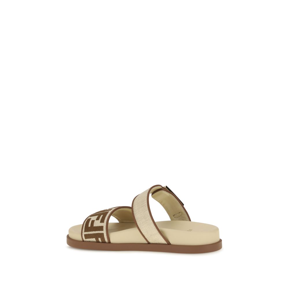 Brown Raffia Flat Sandals