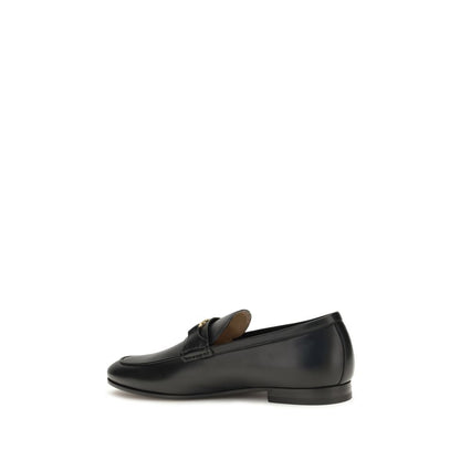 Black Calf Leather Bos Taurus Slip-On Loafers