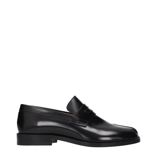 Black Leather Slip-On Loafers
