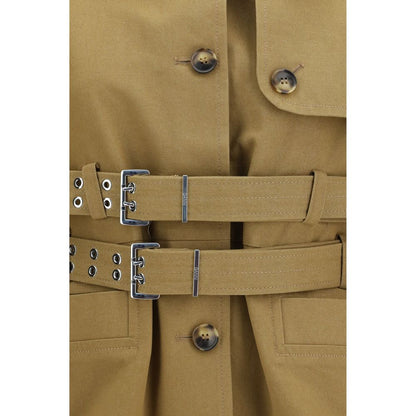 Beige Cotton Full-Length Jacket