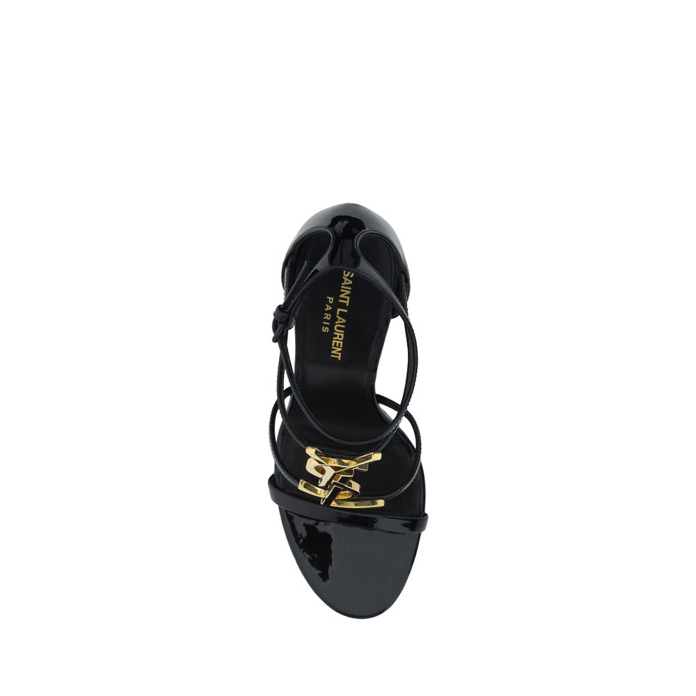 Black Calf Leather Bos Taurus Stiletto Heel Sandals