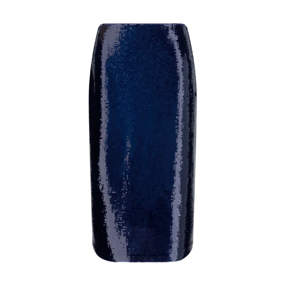 Blue Silk Midi Skirt