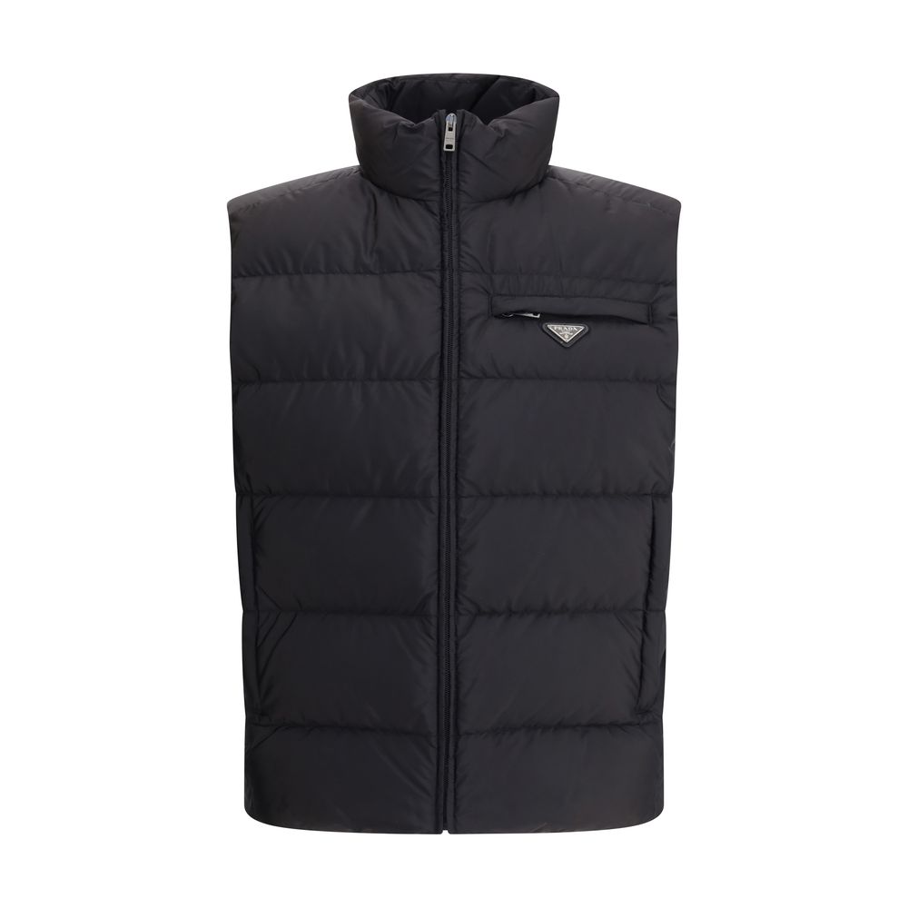 Black Recycled Polyamide Sleeveless Jacket