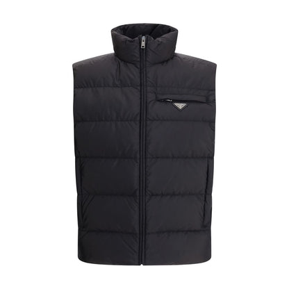 Black Recycled Polyamide Sleeveless Jacket