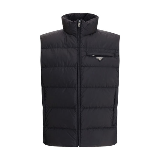 Black Recycled Polyamide Sleeveless Jacket