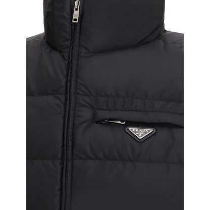 Black Recycled Polyamide Sleeveless Jacket
